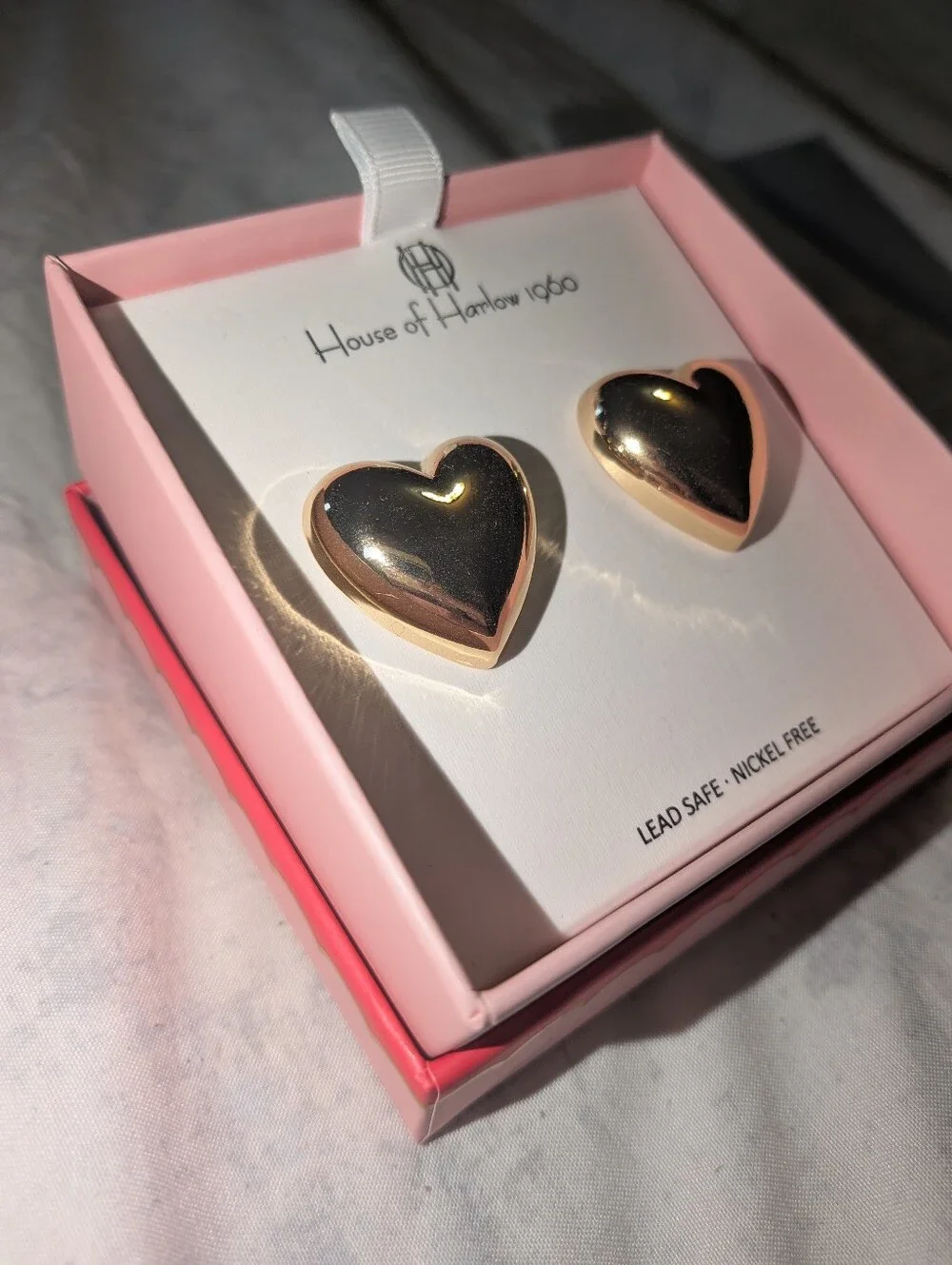 House of Harlow 1960 Gold with Heart Studs